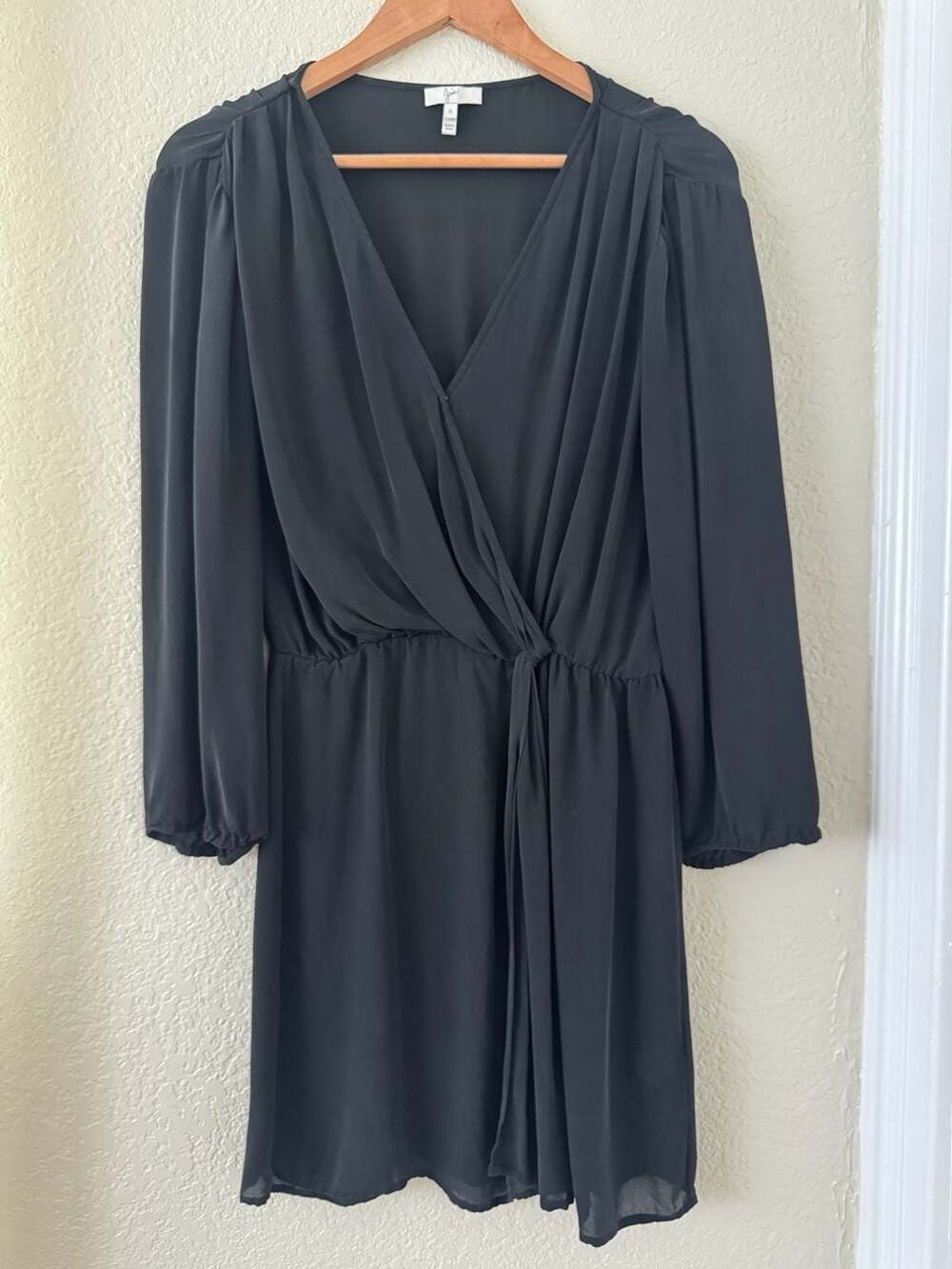 Joie Silk Black Long Sleeve Wrap Dress Size S